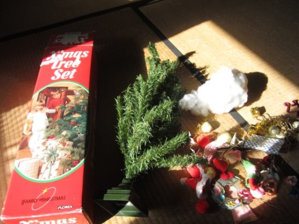 11月半ばだけど猫と一緒にクリスマスツリー出してみた