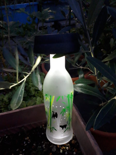 KALDIの可愛い空き瓶をソーラーランプ(ランタン)に。(タコのランプも補修)