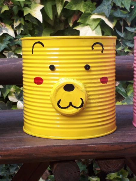 空き缶を、ネコとクマとブタの植木鉢にリメイク(ФωФ)【業スーのトマト缶】