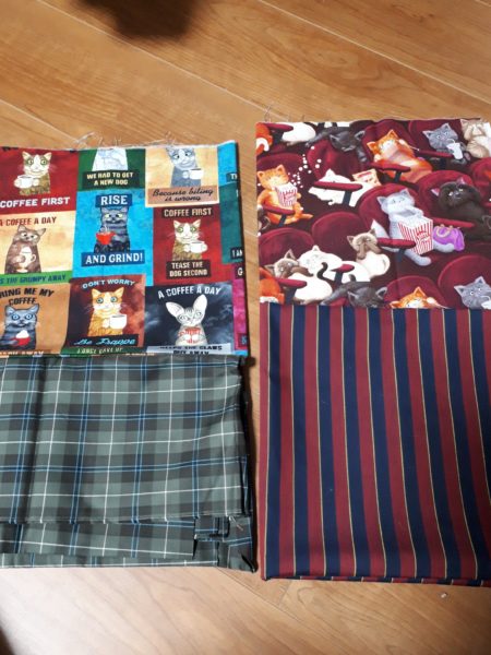 8ヶ月かかってようやく完成したエコバッグ(デカイ)　猫　シュール柄　簡単　頑丈