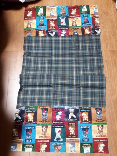 8ヶ月かかってようやく完成したエコバッグ(デカイ)　猫　シュール柄　簡単　頑丈