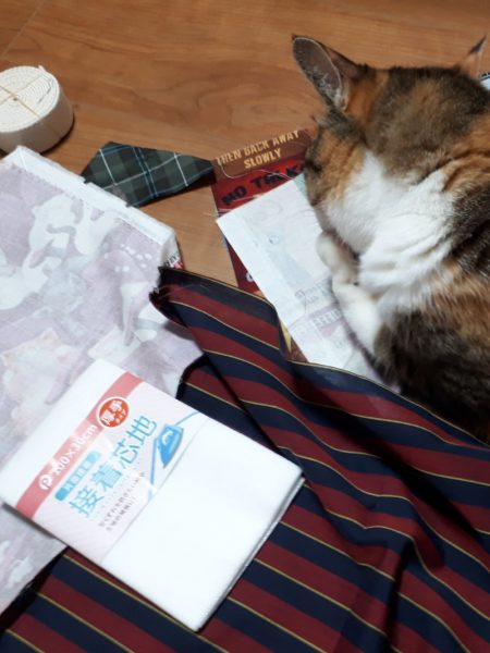 8ヶ月かかってようやく完成したエコバッグ(デカイ)　猫　シュール柄　簡単　頑丈