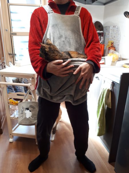 猫と一時も離れたくない？ポケット付エプロン買ってみた